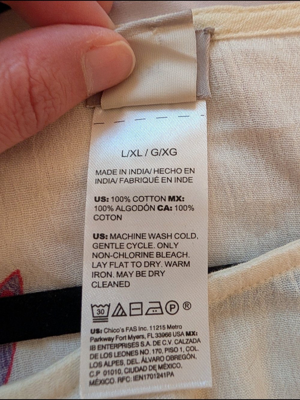 Chico's Floral Sheer Poncho Top in Cream with Gold & Purple Accents - Picture 5 of 5